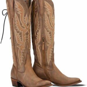 Over the Knee Cowboy Boots for Women Adjustable Thigh High Cowgirl Boots
